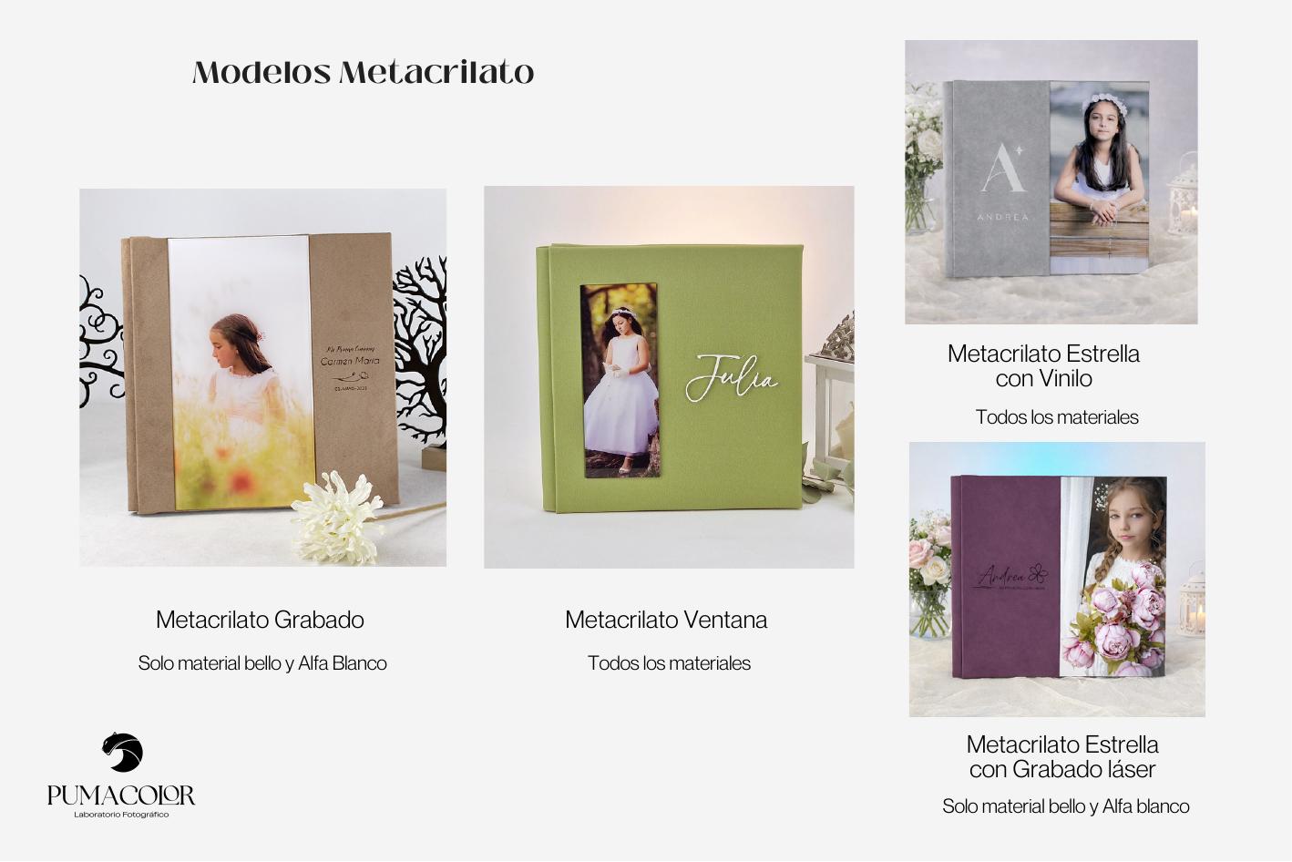 Álbum de comunión · Metacrilato